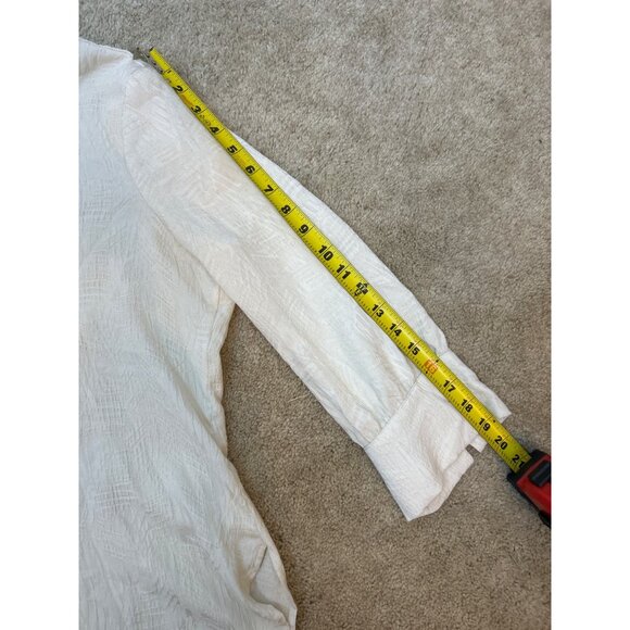 Karl Lagerfeld Paris Women's M Button-Up Blouse Ivory Flowy Textured Top - Picture 11 of 13